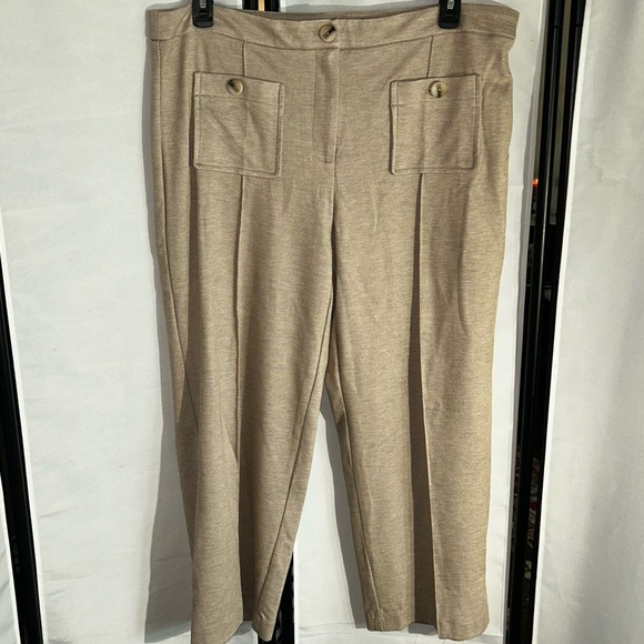 Rachel Zoe Tan Cropped Ankle Pants with Tailored Silhouette - Picture 1 of 5